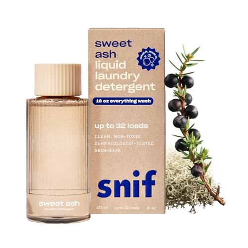 Snif Sweet Ash Laundry Detergent, Low Key Sweet and Earthy Scent, 32 Loads, Non-Irritating to Skin, Clean, Non-Toxic, Vegan, Cruelty Free, 16oz
