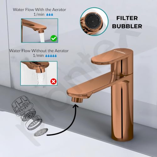 Image of Plantex Pure Brass Single Lever Pillar tap for Basin /Wash Basin Tap with Teflon Tape /Single Lever Water Tap -(ORN-203-Rose Gold)
