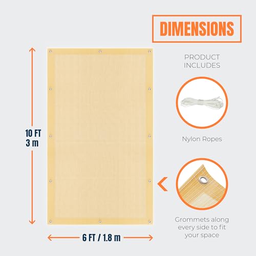 MEKKAPRO Sun Shade Sail 6\' x 10\' - UV Blocking Outdoor Shades for Patio, Porch, Garden, Balcony - Shade Canopy - 6x10 Ft (1.8x3 m) Size, Includes Installation String