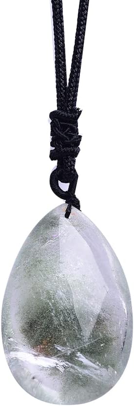 1PC Natural Green Ghost Phantom Stone Necklace Crystal Clear Quartz Gems Specimen Amulet Healing Stone Pendant Necklace (Color : Green Ghost)