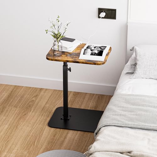 image for HzTinT Side Table Sofa Table Tray for Couch Heavy Metal Base Swivel/Ad