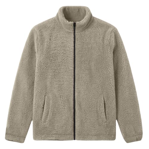 Ssuyeuri Mens Sherpa Fleece Jacket Stand Collar Zip Up Warm Winter Coats - image 5