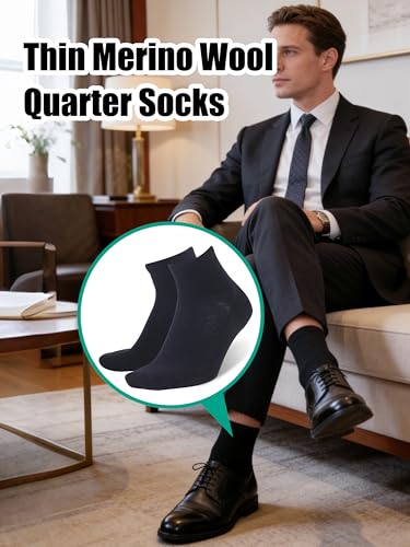 Image of Merino Wool Ankle Socks, Men's Women's 90% Wool Athletic Thin Running Moisture Wicking Socks, 3 Pairs