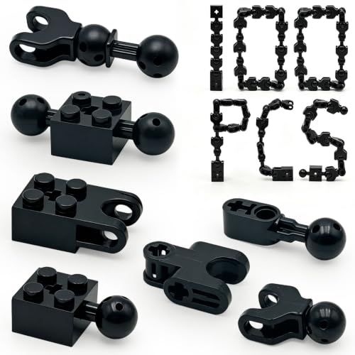 ALEYOOTECHE 100PCS Large Black Ball Joint Connectors, 7 Sizes MOC Parts Set