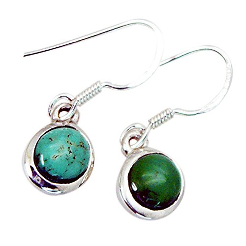Boucles d'oreilles turquoise naturelle argent 925 de créateur - 2