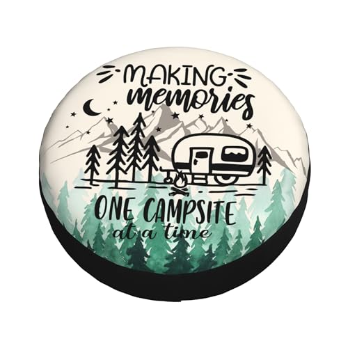 Image of Spare Tire Cover for RV Camper Trailer Making Memories One Campsite at a Time, Weatherproof Universal Wheel Cover for RV Travel Trailer Camper Truck 16inch