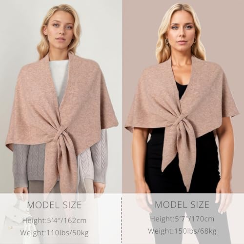 AOMEXAGA Knitted Shawl Wrap for Women Soft Warm Triangle Winter Scarf Cape Poncho Open Front Cozy Pashmina Fall Fashion 2026 (Striped Burgundy) — view 3