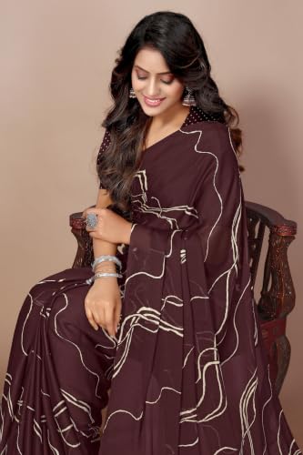 Image of MIRCHI FASHION Women's Ready to Wear 1 Minute Drape Chiffon Printed Saree with Blouse Piece