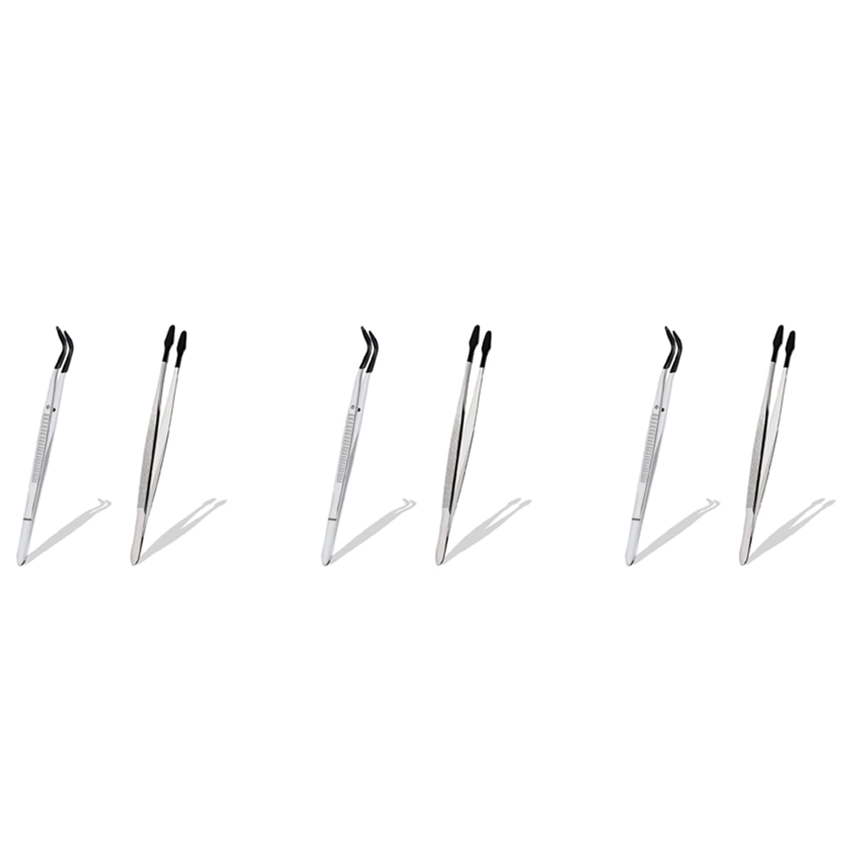 Jnchdghwa Black 6 Pcs Of Rubber Tip Tweezers Set For Craft Laboratory Industrial Hobby Tweezers Pliers Jewelry Stamp Plastic Box 15Cm