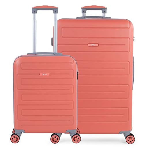 SKPAT - Maleta de Viaje Mediana 4 Ruedas Trolley. 67 cm Rígida ABS. Dura Práctica Cómoda Ligera y Bonito. Diseño y Calidad. Candado TSA. Interior Muy Completo. Estudiante. 175060, Color Coral