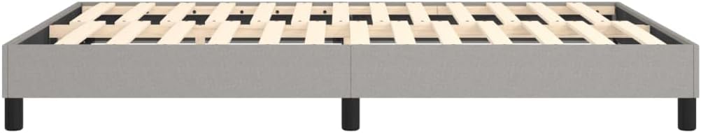 Full Bed Frame Light Gray Polyester Fabric with Sturdy Plywood Platform Foundation, Heavy-Duty Slatted Support, Easy Assembly, Modern Minimalist Bedroom Furniture for Mattress Support
