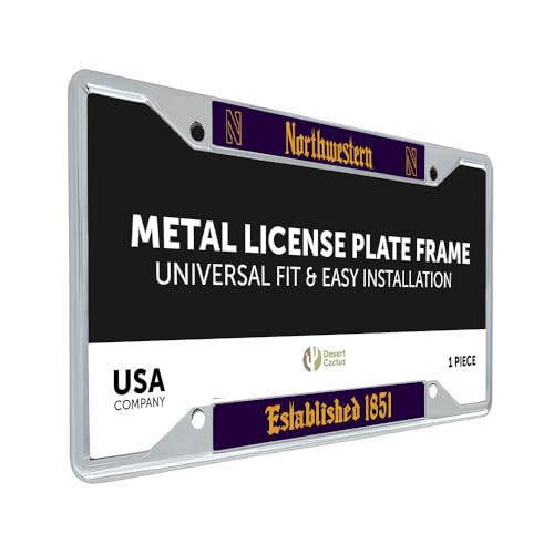 Desert Cactus Northwestern University Wildcats Metal License Plate Frame for Front or Back of Car Officially Licensed (Gothic B)