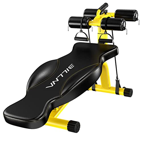 BeTlreo Tablero de Abdominales, Equipo de Fitness Plegable Inicio Mandificación Multifuncional Banco de mancuerna Transporte Abdominal Fitness Banco reclinado, Altura Ajustable(Yellow)