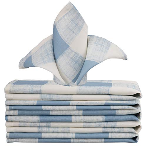 Vcvcoo Set Of 6 Cloth Napkins Washable,Checked Napkins For Wedding Reception,Blue And White,17 Inches #TOP9