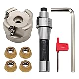 Aspaton Rotating Milling Face Mill Cutter for Rapid Machining of Material, R8-FMB22 Handle, Hard Alloy Cutter Body with Accessories