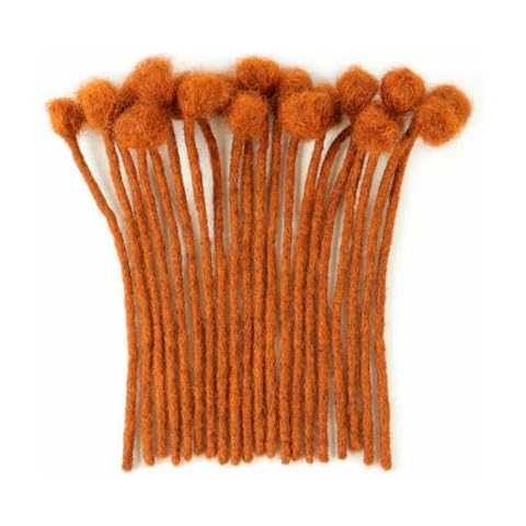 ADIASAI #350 Ginger 0.4cm Width 6 Inch 30 Strands 100% Human Hair Loc Extensions Full Handmade Dreadlock Extensions for Men Women Kids Can Be Dyed and Bleached with Needle and Comb Cover