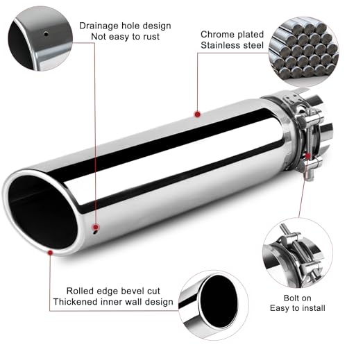 Image of 2.5 inchInlet 3 inch Outlet Polished Exhaust Tip 12 inch Length Stainless Steel