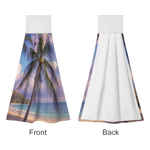 Toallas de cocina colgantes de palmera tropical: juego de 2 paños de mano súper suaves 8