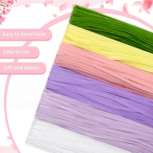 Image of Peryiter 500 Pcs Pipe Cleaners for DIY Flower Bouquets, Chenille Stems for Graduation Bouquet Crafts, Fuzzy Sticks for Handmade Flowers, DIY Gift, Art Projects(Pink & Purple Flower,12 Inch)