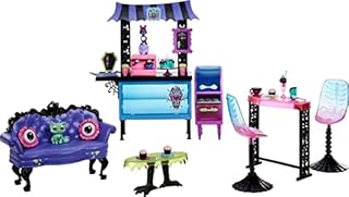 Monster High The Coffin Bean Playset, Café with Two Pets, Spooky Furniture, Pastry Treats and Drinks, Barista Counter, Kids Toys, Gift Set