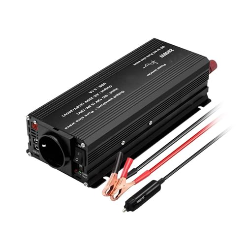 Sine Wave Inverter DC 12V A AC 220V Transformador De Potencia Con USB 3Outlets Universal/EU Cargo De Carga LED LED Inversor Onda Pura Convertidor(EU 2600W 50Hz)