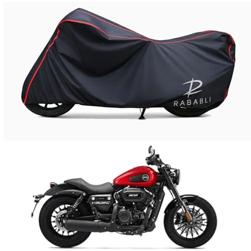 Image of Waterproof Bike Body Cover Compatible for | Keeway V302C Glossy New | Taffeta Fabric, Red Piping Design, Bottom Elastic Fit | Dustproof, Sun UV & Rain Protection for All Bikes