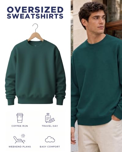 Image of Nobero Oversized Sweatshirts for Man Stylish Crew Neck | 280 GSM Rich Cotton Fleece Solid Oversized Fit Full Sleeve Sweatshirt for Men | Stylish Casual Wear Winter Sweatshirt for Men
