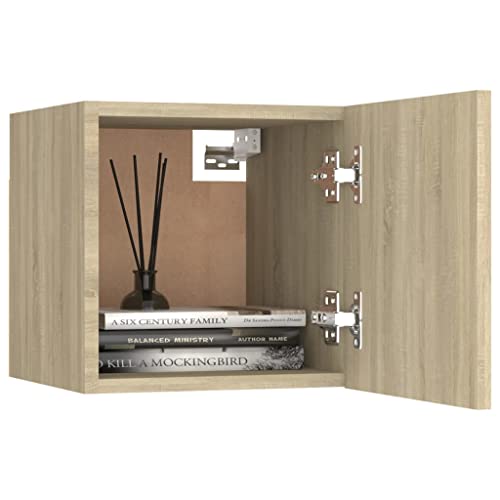Table de chevet avec compartiment et porte chêne Sonoma meuble fermé 2x