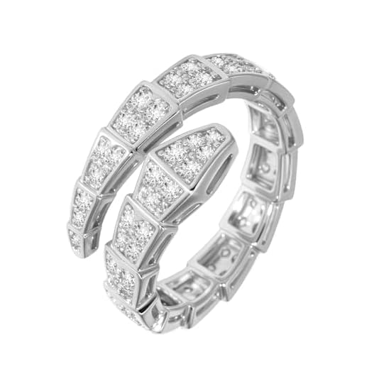Aura & lrena Adjustable Snake Rings for Wome, 18K Gold or Platinum Plating Open-Ended Ring with AAA Cubic Zirconia Fashion Jewelry, Statement Gift Design Rings for Men and Women Non Tarnish