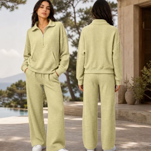 eoeioa 2 Pc Waffle Knot Lounge Set Women Casual Cute Fall Outfits 2026 - image 6
