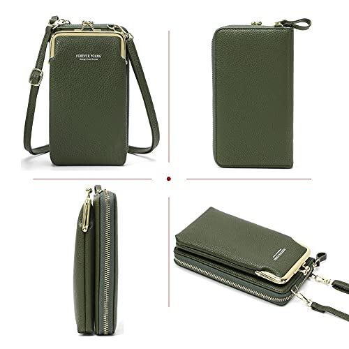 Small Crossbody Phone Bag For Women Cell Phone Purse Wallet Kiss Lock Cute Shoulder Bag With Credit Card Slots (Green) #TOP2
