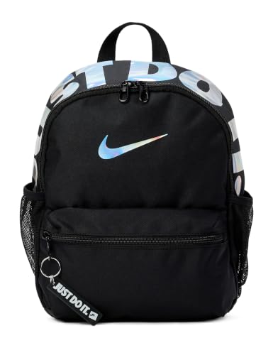 Nike Youth JDI Mini Backpack 2.0, Black/Black/Holographic Silver, MISC