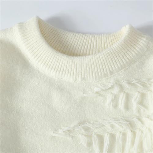 Dcvmvmn Men Winter Fashion Ripped Sweater Streetwear Retro Fringed Sweater Loose Versatile Sweater Black3