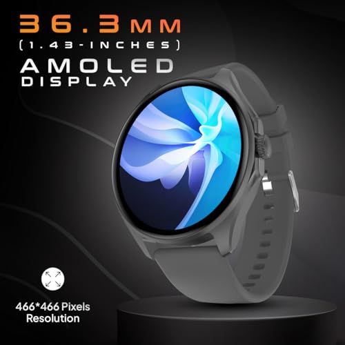 Image of Fire-Boltt Boltt Fire Apollo 2 Smartwatch 36.3Mm (1.43 Inch) AMOLED Display, Bluetooth Calling,100+ Sports Modes,Voice Assistant,Health Suite, IP67 Water Resistant, Smart Notifications. (Dark Grey)