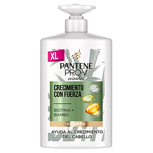 Pantene Champú con Bambú y Biotina | Champu anticaida mujer | Botella XL Con Dispensador, 1L Cover