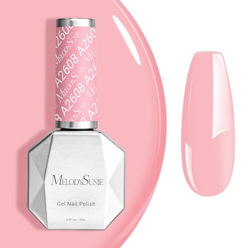 Image of MelodySusie 0.5fl oz Cloud Pink Gel Nail Polish, Nails Soak Off UV LED Baby Pink Gel Polish Gift for Women Nail Art Manicure Salon DIY Nail Design Decoration at Home-A2608