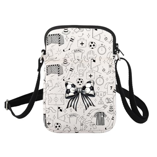FUSTMW Soccer Crossbody Bag Soccer Gifts for Soccer Player Soccer Coach Gifts Soccer Lover Gifts Cell Phone Purse with Strap