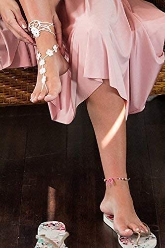 Miniatura 3 de Flower Barefoot Sandals, Boho Beach Wedding Shoes, Women Foot Jewelry, Bridesmaids Gift (.White)