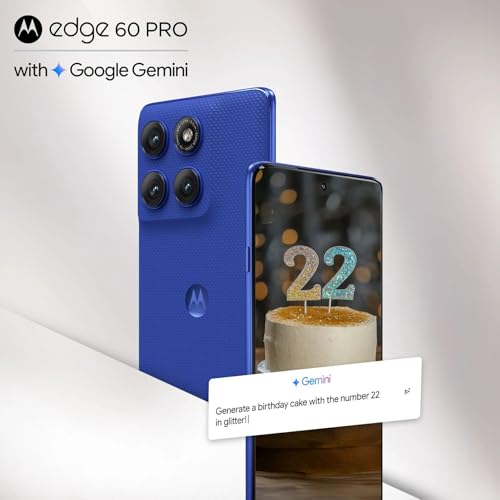 Image of Motorola Edge 60 Pro 5G (Pantone Dazzling Blue, 8GB RAM, 256GB Storage) | MediaTek Dimensity 8350 Processor | 50MP + 50MP + 10MP Triple Rear Camera |50MP Front Camera |6.7-inch 1.5K Super HD+ Display