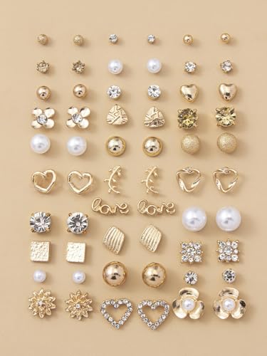 Image of Shining Diva Fashion 30 Pairs Earrings Combo Set Stylish Crystal Pearl Earrings for Women and Girls