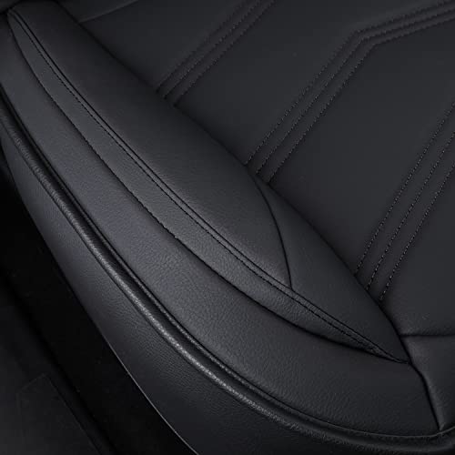 Image of LUCKYMAN CLUB Tacoma Custom Seat Covers M9 Full Set, Fit 2005-2023 Tacoma Double /Crew Cab SR SR5 TRD Sport TRD Off-Road PreRunner Trims, with Waterproof Faux Leather (Full Set, Black)