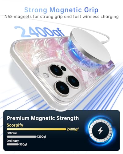 Coque iPhone 15 Pro MagSafe en nacre véritable violette chic - 4