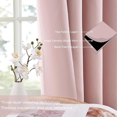 Image of Galaxy Home Decor Premium 100% True Blackout Eyelet Curtain for Window 5 Feet| Thermal Insulated Modern Plain Curtain for Living Room & Bedroom|Pack of 1, Baby Pink