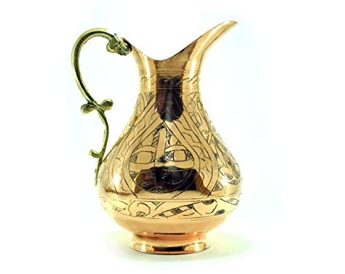 CraftTR Handcrafted Polished Solid Copper Pitcher 1.5–2L – Natural Copper