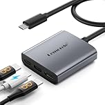 Lemorele USB-C to USB-C Video Splitter, Dual Monitor Expander with 4K@60Hz DP Alt Mode, 100W PD Charging, Compatible with Laptop, AR Glasses, Portable Monitor, Switch, Steam Deck & More Type-C Devices