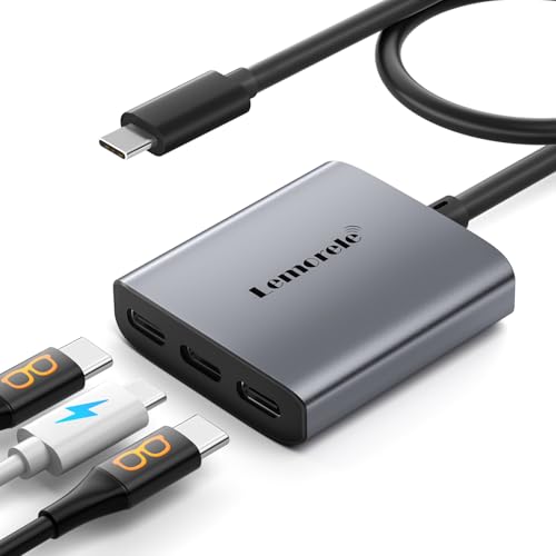 Lemorele Adaptador USB-C 4K a Dual USB-C para gafas AR, convertidor Tipo C con PD 85W compatible con XREAL One/Air 2 Pro/RayNeo/Rokid, Steam, Switch 2/1, PS5/4 y monitores portátiles, color gris espac
