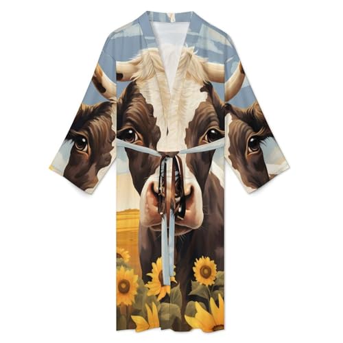 Farmhouse Cow Mens Bath Robe Lightweight Soft Bathrobe Knee Length Spa Sleepwear3