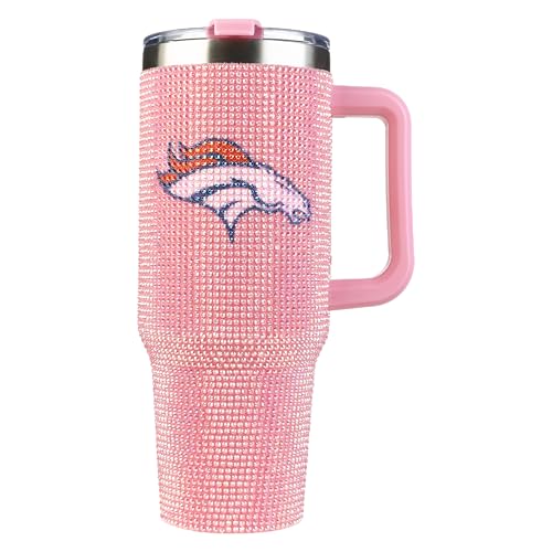 Image of The Memory Company Officially Licensed 40oz Pink Bling Game Day Tumbler, Denver Broncos