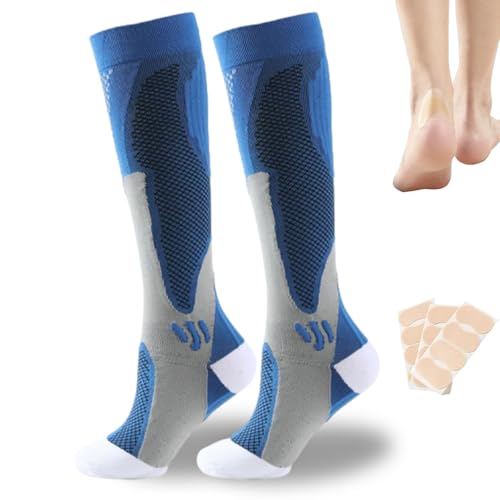 Vero Medic Compression Socks for Men 20-30 mmHg Athletic Compression Socks for Men Running Hiking Sports (US Alpha Large Regular Regular Blue)