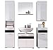 Produktbild trendteam smart living - 5-teilige Badkombination Badmöbel - Badezimmer - Mezzo - Aufbaumaß (BxHxT) 160 x 182 x 34 cm - Farbe Weiß Hochglanz mit Melinga Dark Oak - 128090112